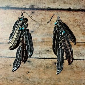 Boho Western Style Feather Fish Hook Earrings